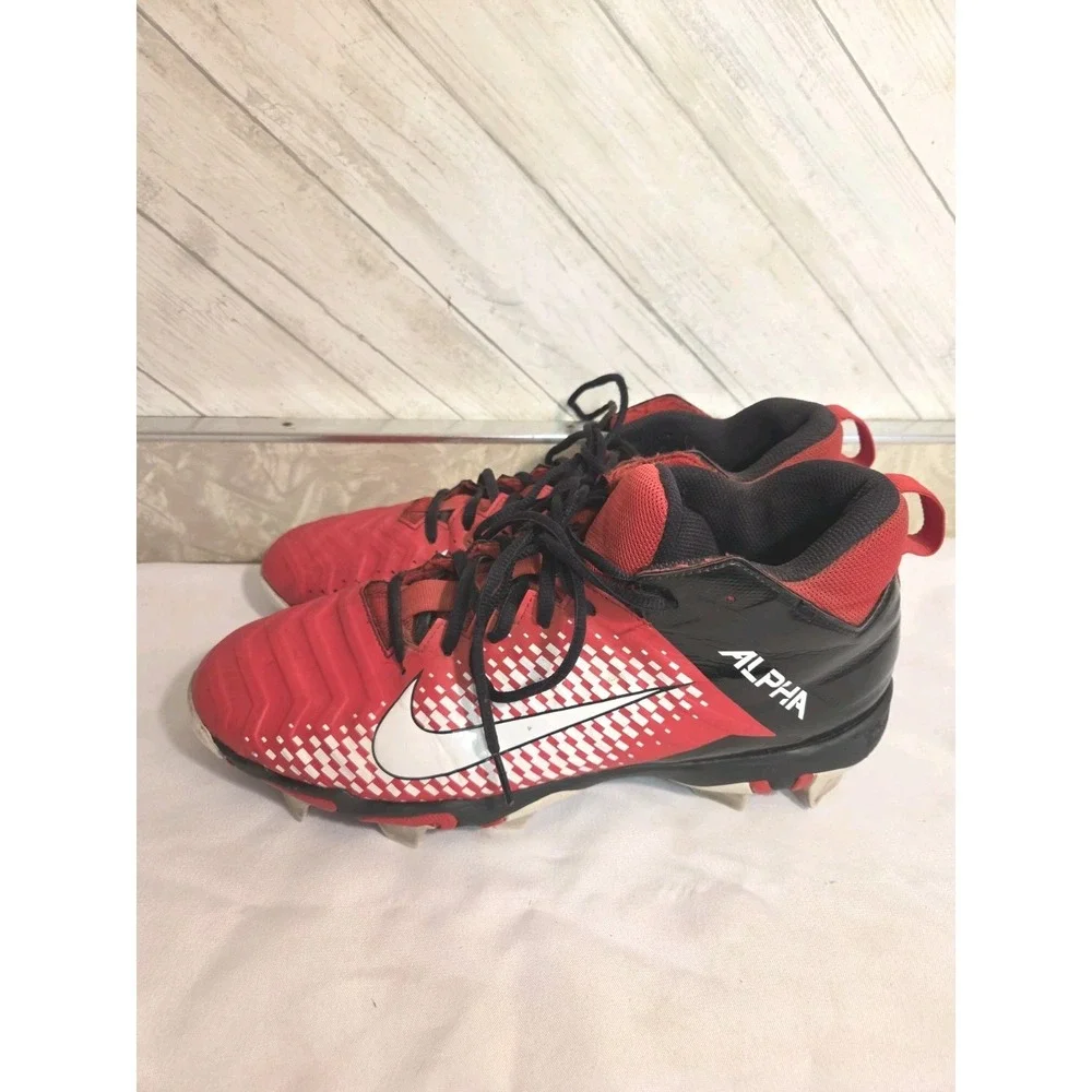 Nike Alpha Menace Pro 2 Mid Men's Size 10.5 Red Black Football Cleats AQ3209-601
